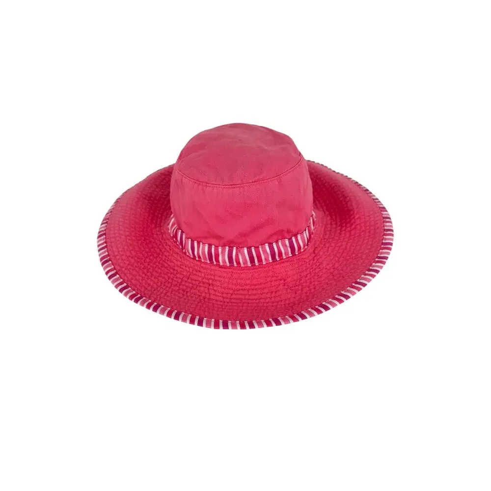 Hannah Andersson sun hat girls large bucket stripe summer pink white cotton